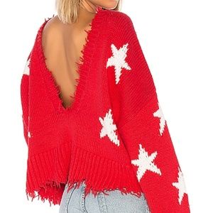 WILDFOX Stars Palmetto Cropped V-Neck Sweater - M